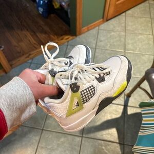 Jordan Kids White and Black Sneakers with Yellow Accents